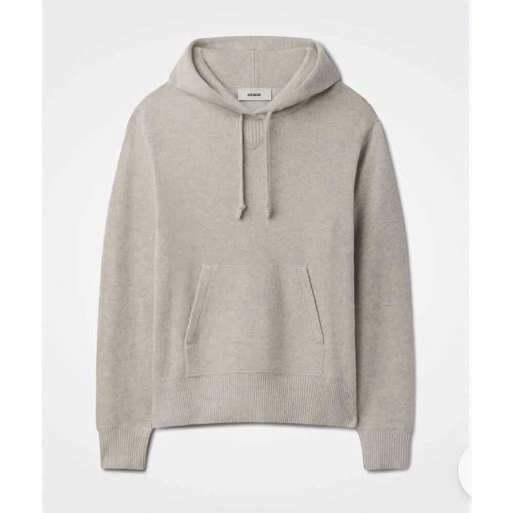 BUCK MASON Wool Cashmere Blend Light Oak Loopback Hooded Sweatshirt Men's L